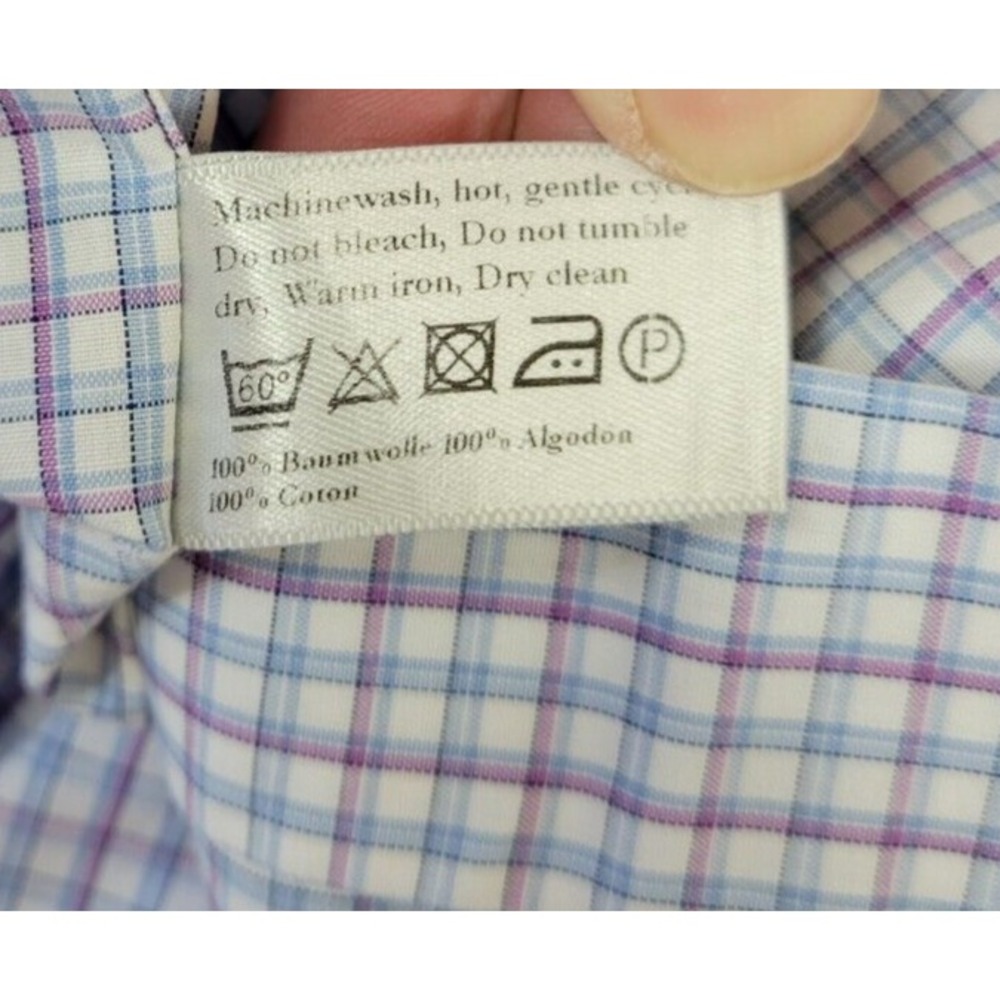 Men's Eton Brighton Button-Up Plaid Dress Shirt Slim Fit Sz L 41/16 - Picture 11 of 11